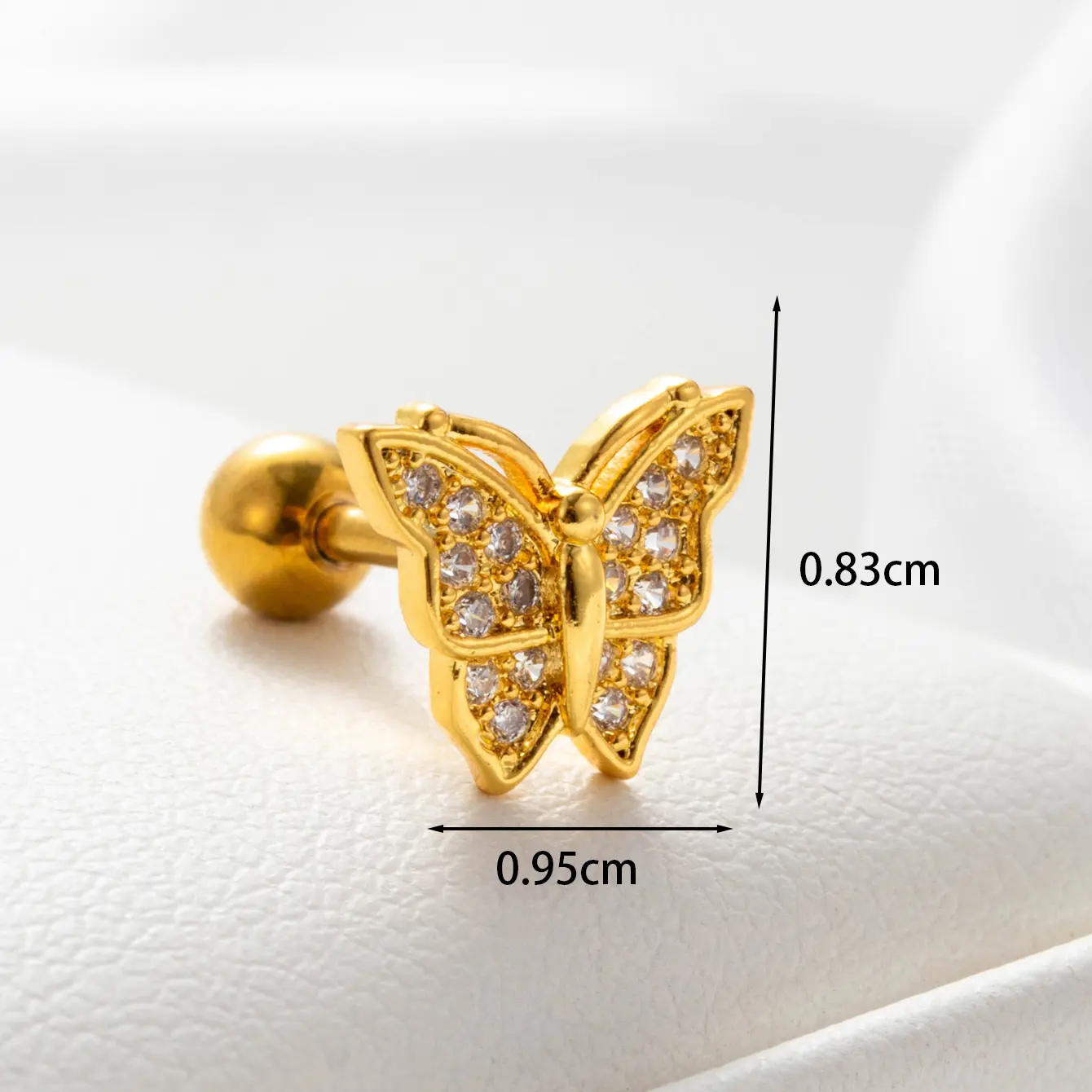 1 Piece Simple Series Butterfly Copper   Gold Color Zircon Women's Stud Earrings h5 